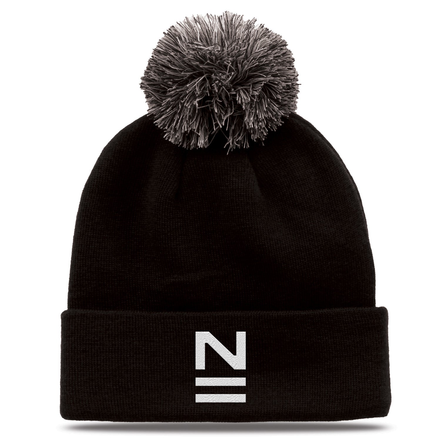 Black "N" Beanie with Pom